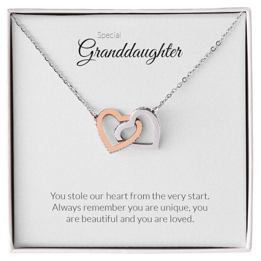 To My Granddaughter | You Are Beautiful & You Are Loved - Interlocking Hearts necklace